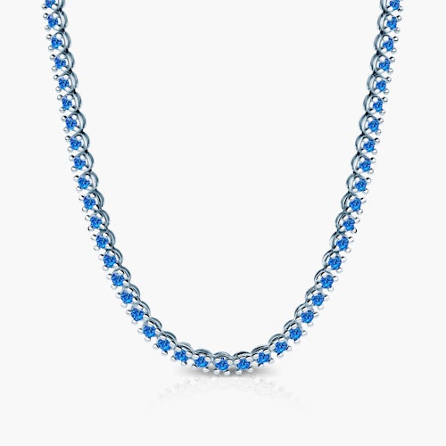 Naszyjnik tenisowy Luminy 3,8mm: białe złoto, niebieskie szafiry